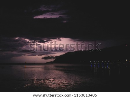 Flash of light from lightning over Cairns Australia