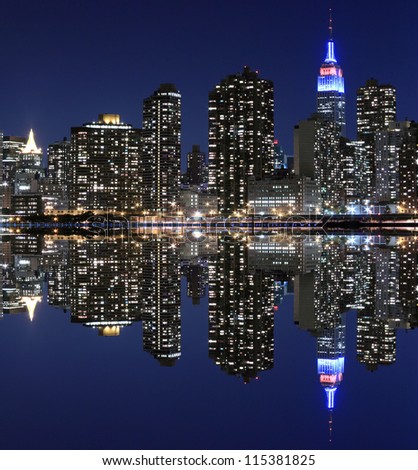Midtown Manhattan skyline at Night Lights, New York City