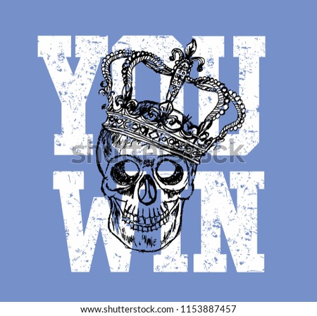 skull with crown graphic design vector art