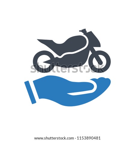 Hands holding bike - auto insurance icon vector blue