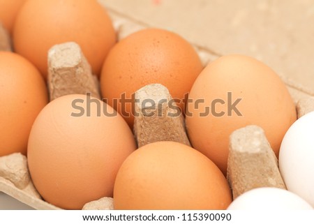 Chicken eggs in a box