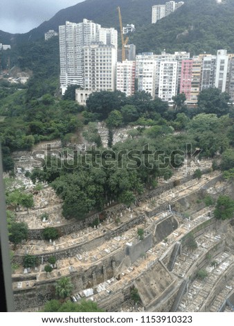 Tombs and cemetery on a hill in Hong Kong