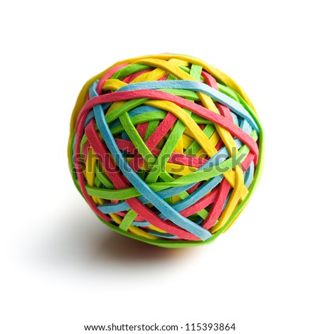 rubber band ball on white background Royalty-Free Stock Photo #115393864