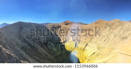 Pictures taken at crater Bromo volcano in panorama, Indonesia.
