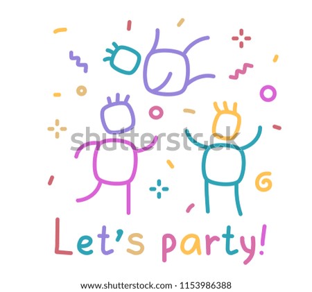 Vector cool illustration of color people tossing in the air a man. Happy people throwing man up in the air, creative concept. Flat line art style design for web, site, banner, card, party invitation
