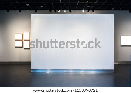 interior of gallery with empty blank frame