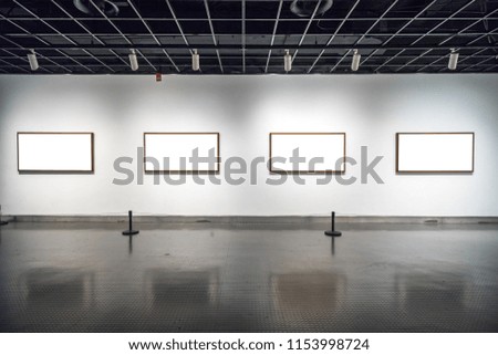 interior of gallery with empty blank frame