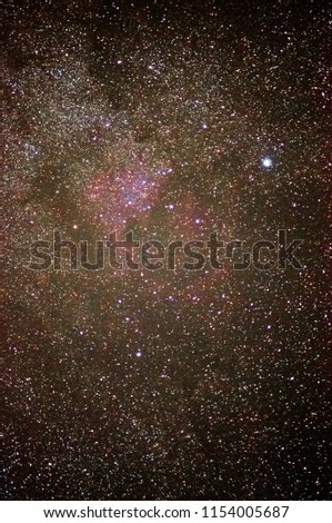 North America nebula, also known as NGC7000, in Cygnus constellation. Astrophotography, science and space exploration concepts