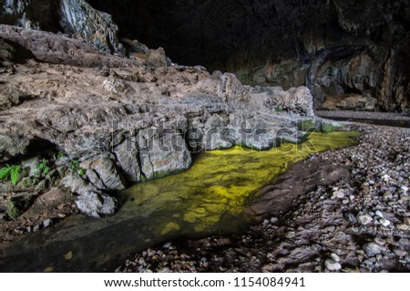 Sulphur water in Terra ronca cave, Brazil