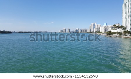 tropical landscape of Miami tourist coast in a sunny day