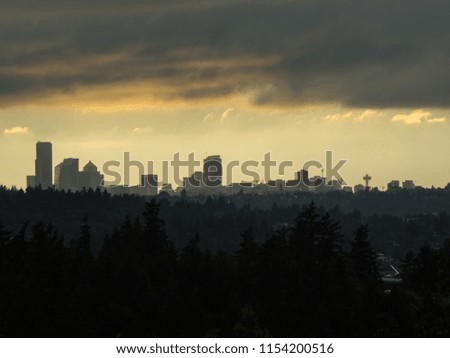 Seattle skyline view on cloudy afternoon.