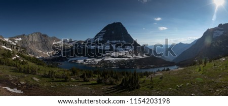 This is the picture of Raynolds Mountain at Hidden Lake area ast Glacier National Park, Wyoming.