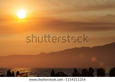 Beautiful sunset over Santa Monica in California