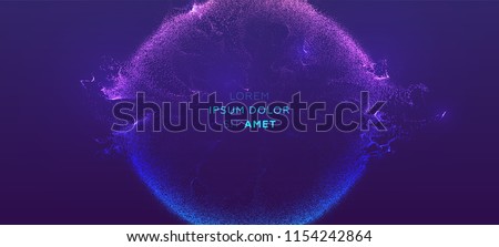 Glowing particles liquid dynamic flow. Trendy fluid cover design. Eps10 vector illustration Royalty-Free Stock Photo #1154242864