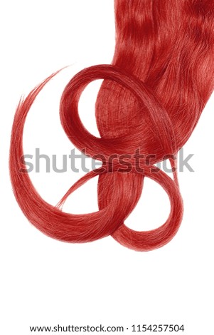 Swirled red hair on white background