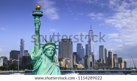 New York City Manhattan downtown skyline in a late afternoon Royalty-Free Stock Photo #1154289022