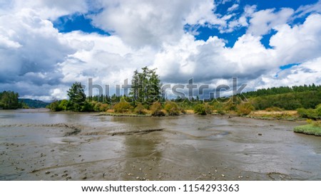 Low Clouds and low tide at Mud Bay, Puget Sound, Olympia Washington, USA Royalty-Free Stock Photo #1154293363