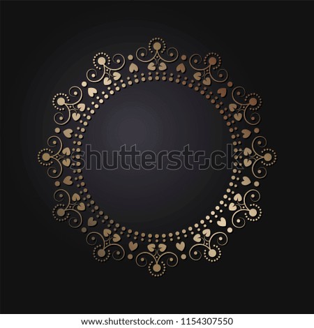 Decorative round frame for design with floral ornament. A template for printing postcards, invitations, books, for textiles, engraving, wooden furniture, forging. Vector.
