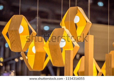 Background, lamps made of wood, components, used home decor, garden, restaurant To be more beautiful.
