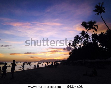 colorful sunset at Alona Beach, Panglao Island, Bohol, Philippines