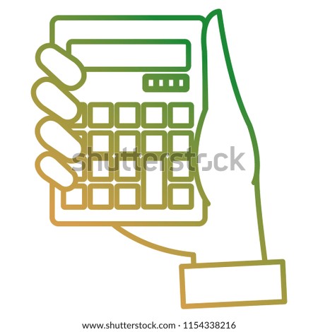 hand with calculator math isolated icon