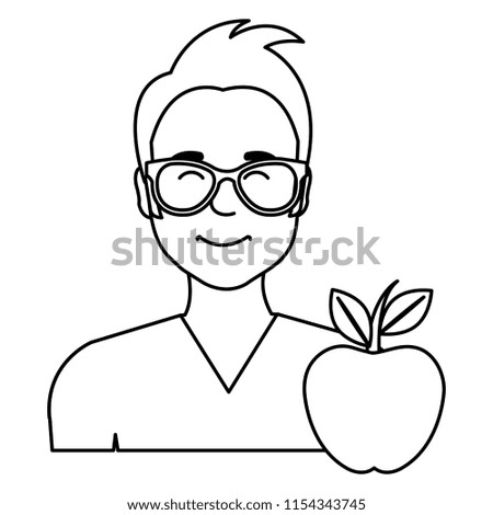 young man with apple avatar character