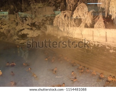 Radium hot spring in the winter, Canada  Royalty-Free Stock Photo #1154481088