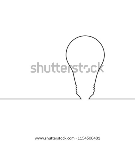 Vector image of a continuous line drawing light bulb.
