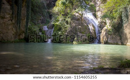 Scenic view of waterfalls