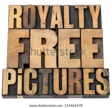 royalty free pictures - isolated words in vintage letterpress wood type