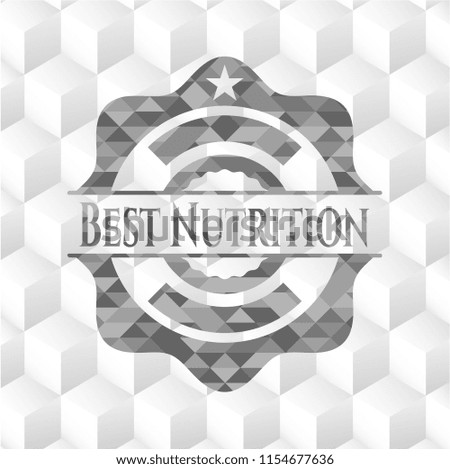 Best Nutrition grey emblem. Vintage with geometric cube white background