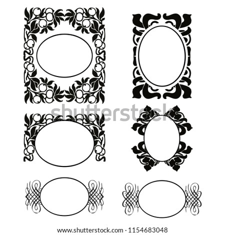 set of vector vintage frames on a white background