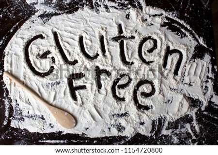 Gluten free text written on the flour