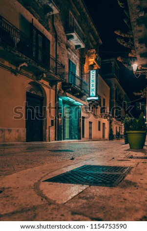 Night, ancient, historical city. Alcamo, Sicily, Italy