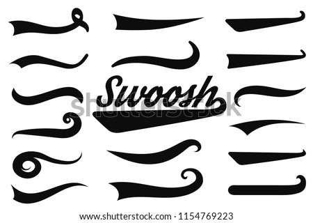 Typographic swash and swooshes tails. Retro swishes and swashes for athletic typography, logos, baseball font. Underlined text tails. Vector Royalty-Free Stock Photo #1154769223
