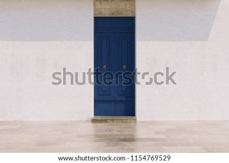 blue old doors in an old house in a historic place, banner or wallpaper
