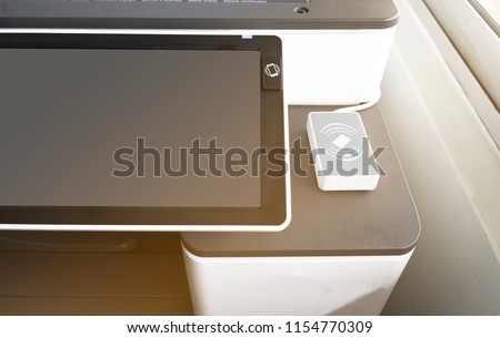 copying paper from Photocopier with access control for scanning key card and NFC technology