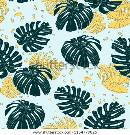 Seamless vector pattern tropical monstera leaf