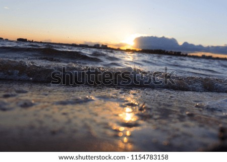 Sea ,sun ,beach. blurred image of waves and sun