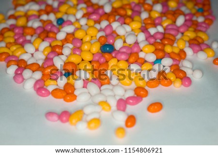 Group of Sugar Coated Colorful Fennel Seeds