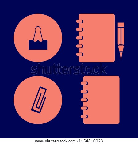 pad vector icons set. with notebook, notebook pencil and paper clip in set