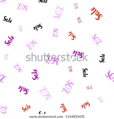 Light Pink, Red vector seamless pattern with 30 percentage signs. Shining colorful illustration with isolated selling prices. Backdrop for super sales on Black Friday.