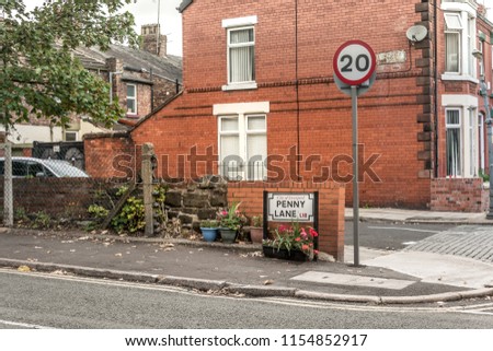 Penny Lane street at Liverpool - Beatles sight site