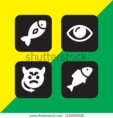 4 eye icons in vector set. eye open, fish and evil illustration for web and graphic design