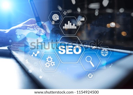 SEO. Search Engine optimization. Digital online marketing and Internet technology concept.