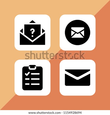 list icon. 4 list set with clipboard and mail vector icons for web and mobile app