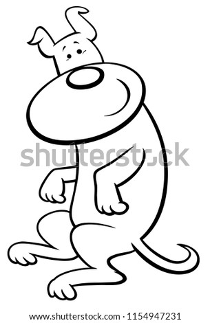 Black and White Cartoon Illustration of Cute Puppy or Dog Funny Animal Character Coloring Book
