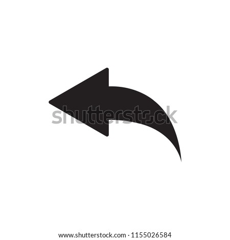 Left arrow icon. Share, curved arrow vector. 