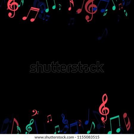 Falling Musical Signs. Modern Background with Notes, Bass and Treble Clefs. Vector Element for Musical Poster, Banner, Advertising, Card. Minimalistic Simple Background.