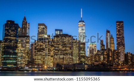 Dowtown Manhattan after sunset